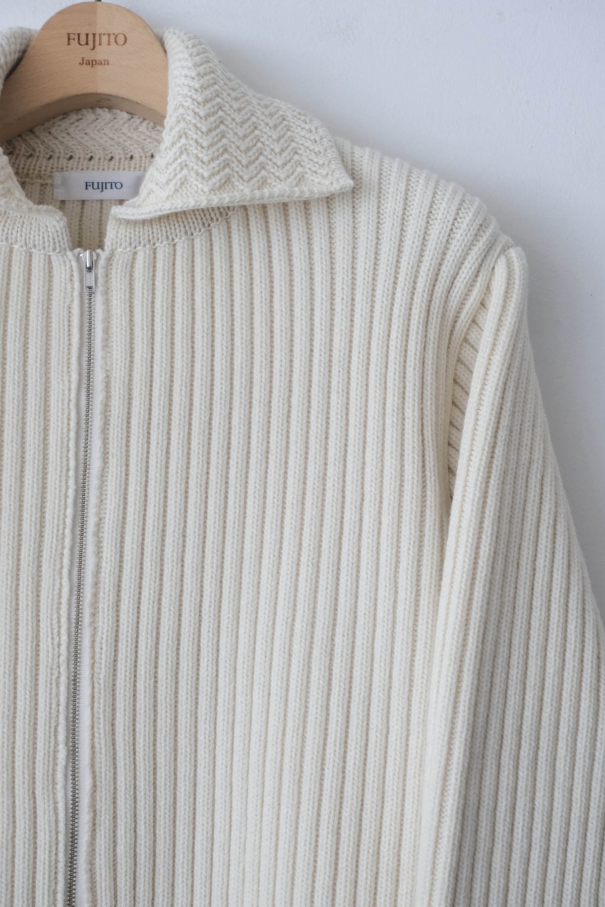 Zip Up Cardigan - off white