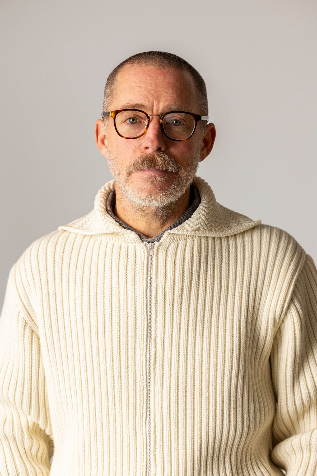 Zip Up Cardigan - off white