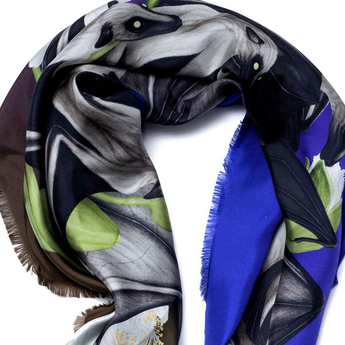 Seidenfoulard Bats - blau/olive