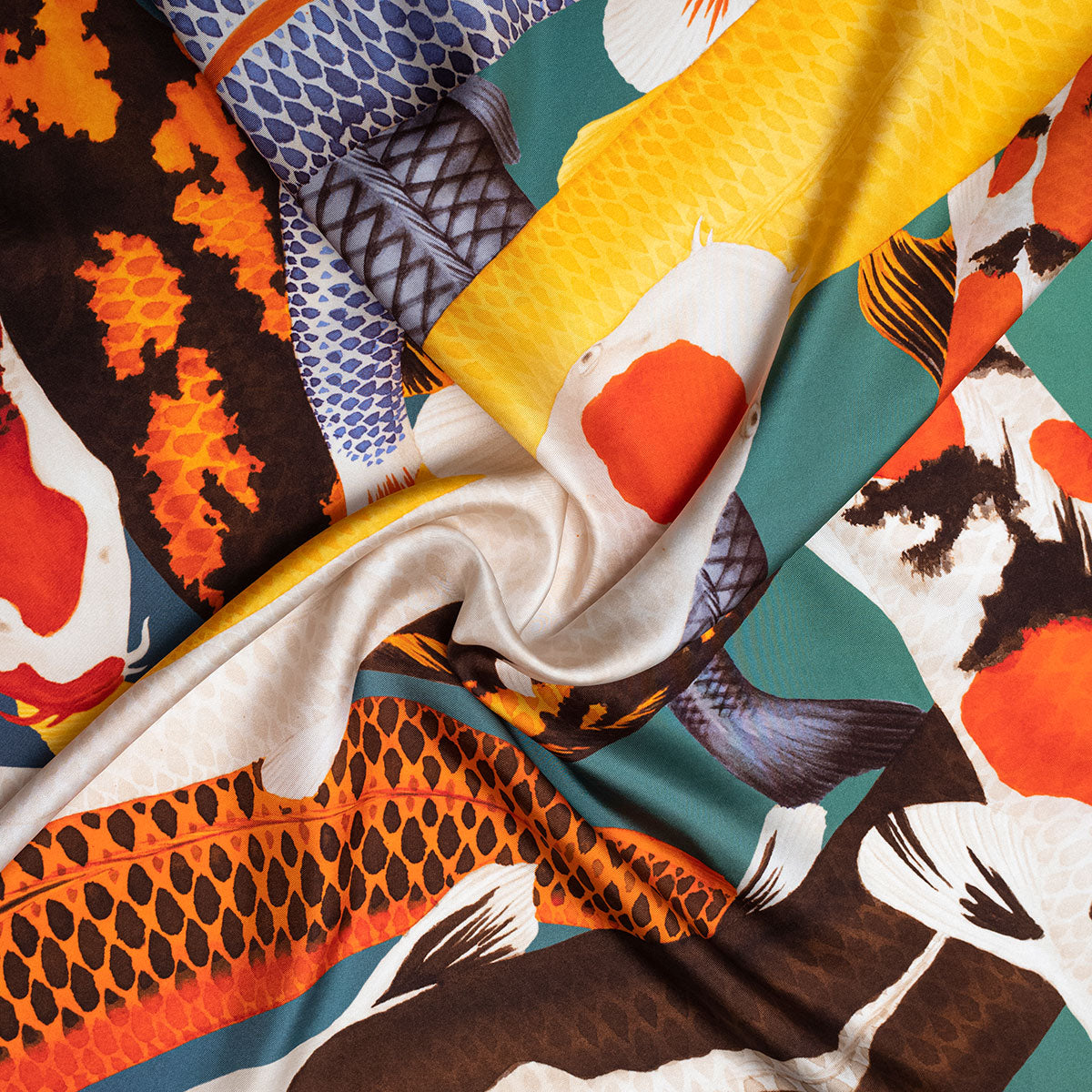 Seidenfoulard Koi - grün/purple