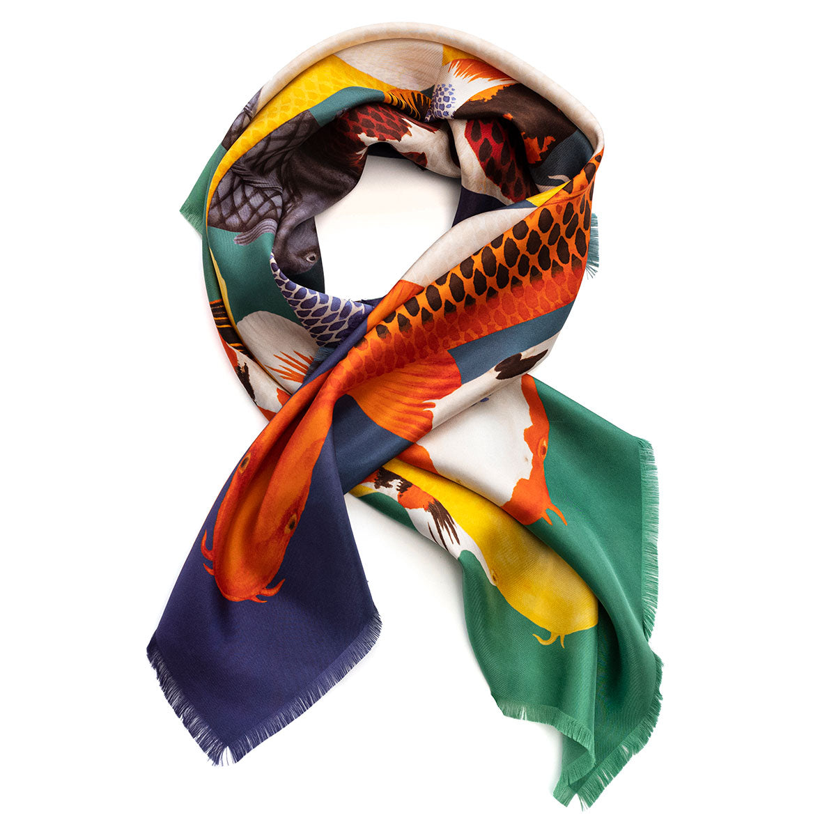 Seidenfoulard Koi - grün/purple