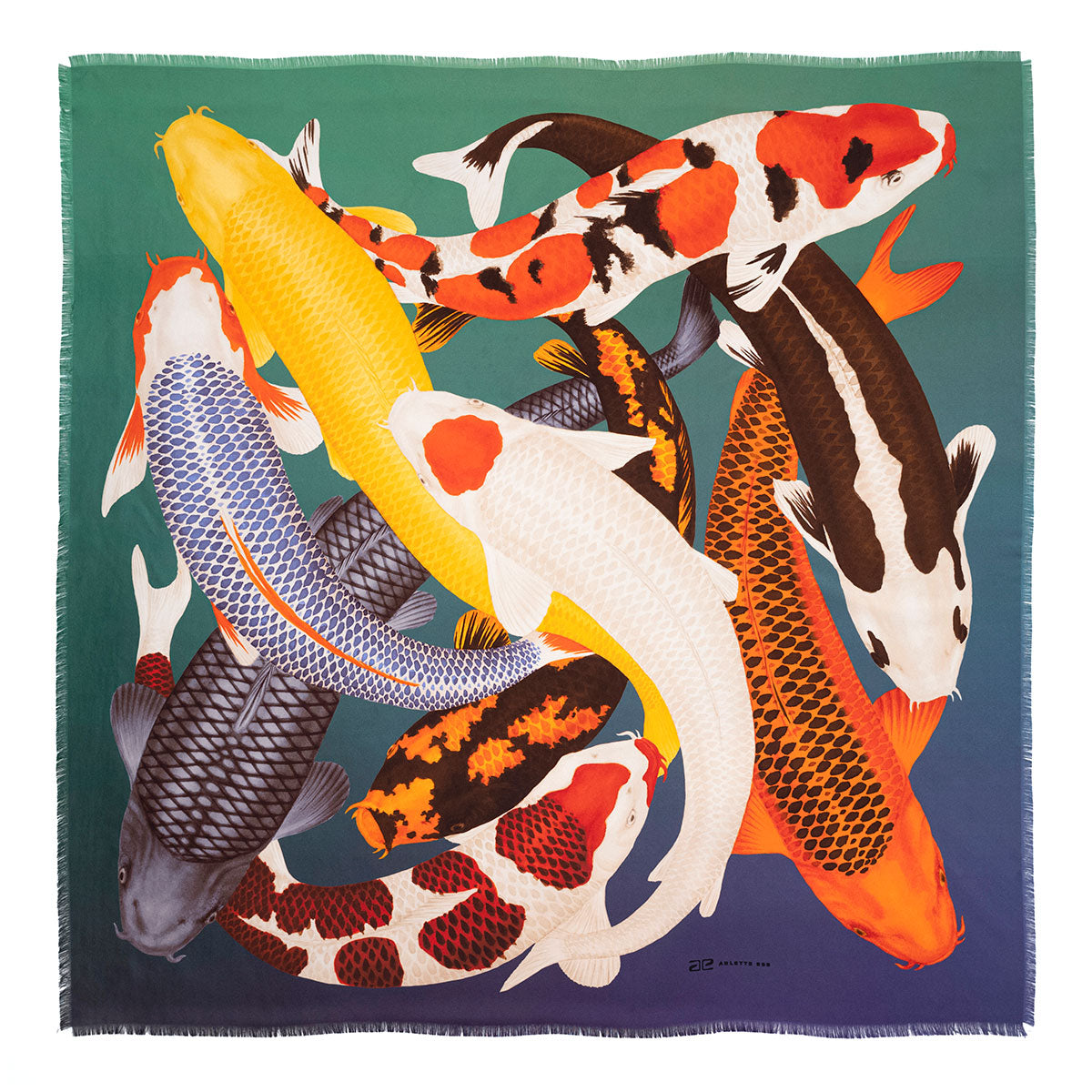 Seidenfoulard Koi - grün/purple