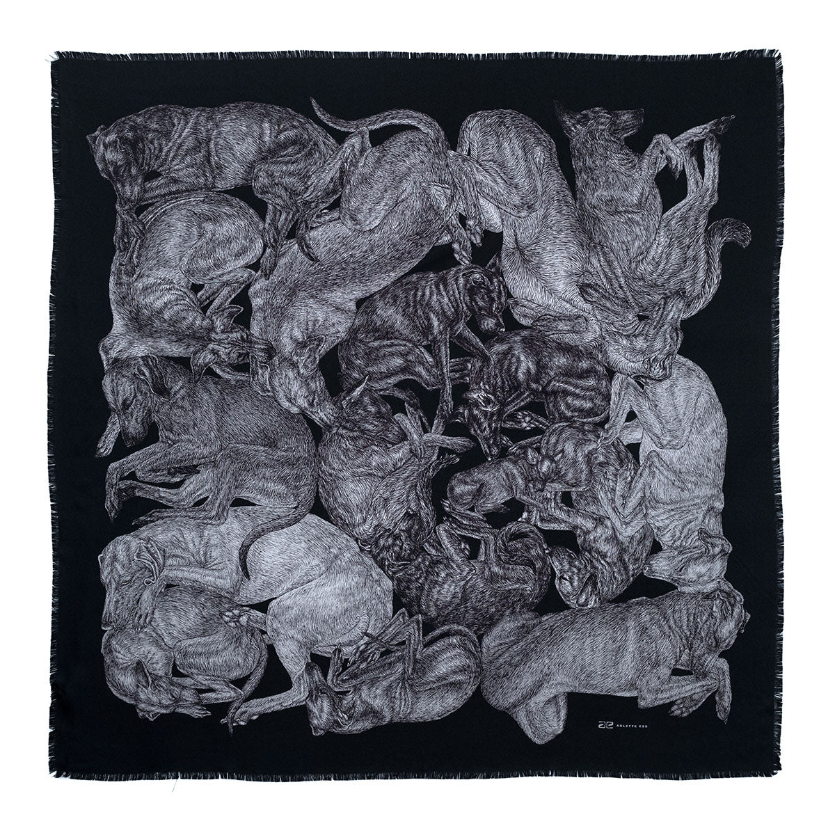 Seidenfoulard sleeping Dogs - schwarz